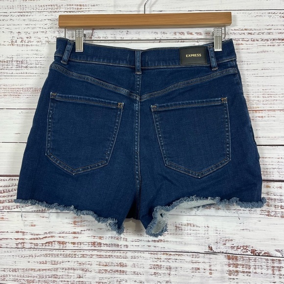 Express Super High Rise Mom Distressed Jean Shorts - Picture 7 of 16